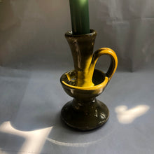 Load image into Gallery viewer, Hand Thrown Moss Green Vintage Candlestick
