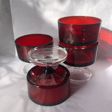 Load image into Gallery viewer, Red French Luminarc dishes or coupes - 1970s
