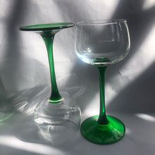 Load image into Gallery viewer, Luminarc Green Stem Glasses - 1970s
