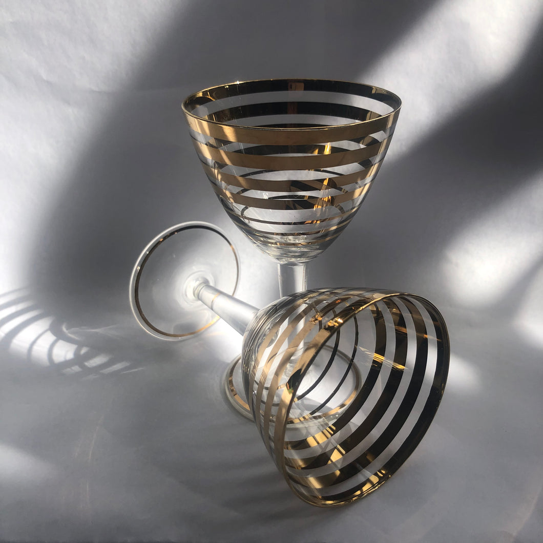 Gold Banded Aperitif Glasses - 4