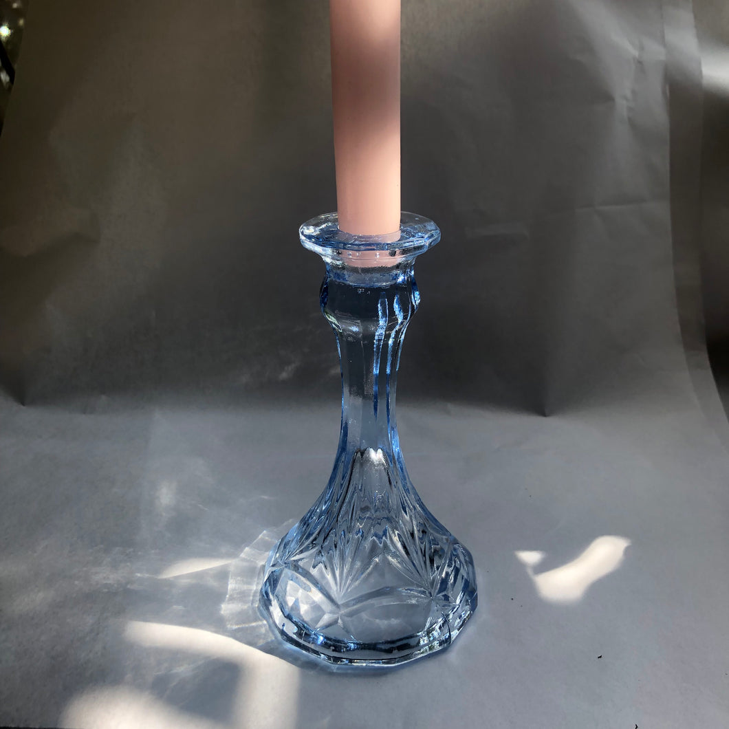 Art Deco Sky Blue Glass Candlestick