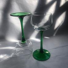 Load image into Gallery viewer, Luminarc Green Stem Glasses - 1970s
