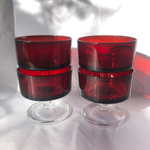 Load image into Gallery viewer, Red French Luminarc dishes or coupes - 1970s
