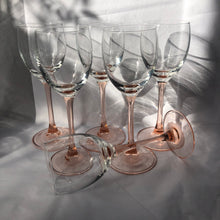 Load image into Gallery viewer, Pink Stemmed Luminarc Glasses  ~ 6
