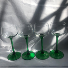 Load image into Gallery viewer, Luminarc Green Stem Glasses - 1970s
