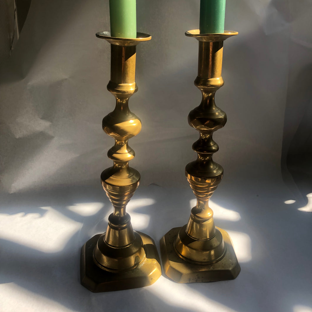 Victorian Brass Candlesticks ~ pair