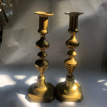 Load image into Gallery viewer, Victorian Brass Candlesticks ~ pair
