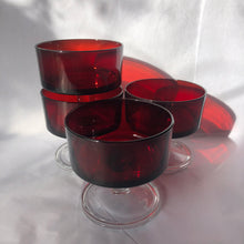 Load image into Gallery viewer, Red French Luminarc dishes or coupes - 1970s
