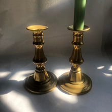 Load image into Gallery viewer, Short Brass Candlesticks ~ pair
