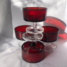 Load image into Gallery viewer, Red French Luminarc dishes or coupes - 1970s
