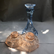 Load image into Gallery viewer, Art Deco Sky Blue Glass Candlestick
