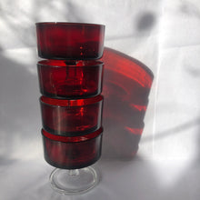 Load image into Gallery viewer, Red French Luminarc dishes or coupes - 1970s
