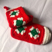 Load image into Gallery viewer, Vintage Crochet Granny Stocking  Pair 60s or 70s
