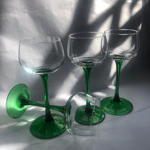 Load image into Gallery viewer, Luminarc Green Stem Glasses - 1970s
