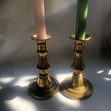 Load image into Gallery viewer, Short Brass Candlesticks ~ pair
