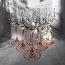 Load image into Gallery viewer, Pink Stemmed Luminarc Glasses  ~ 6
