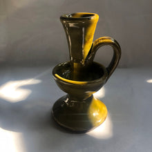 Load image into Gallery viewer, Hand Thrown Moss Green Vintage Candlestick
