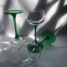 Load image into Gallery viewer, Luminarc Green Stem Glasses - 1970s
