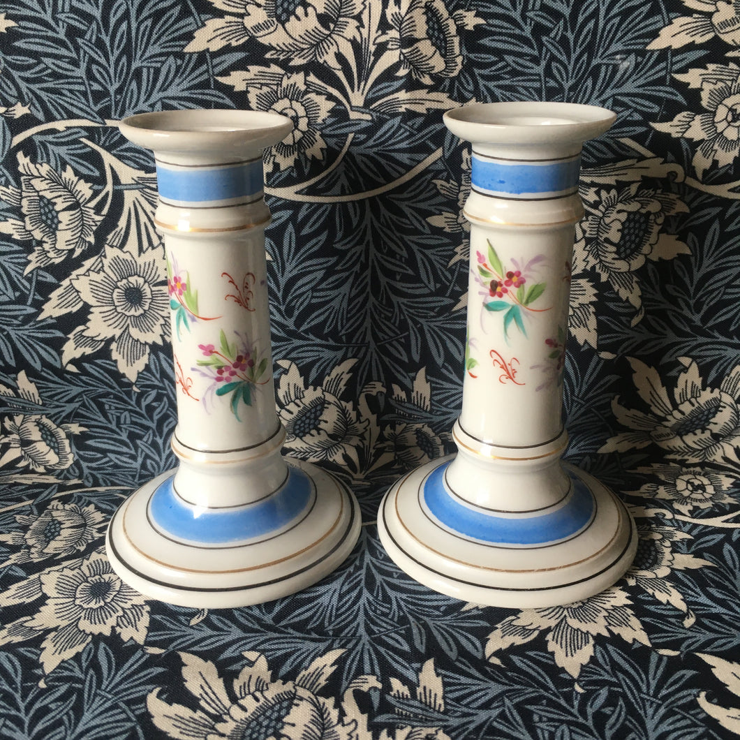 Victorian Porcelain Candlesticks ~pair