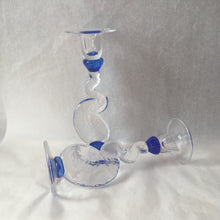 Load image into Gallery viewer, Hand~blown studio art glass candlesticks signed
