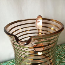 Load image into Gallery viewer, Pink and gold striped glass jug set
