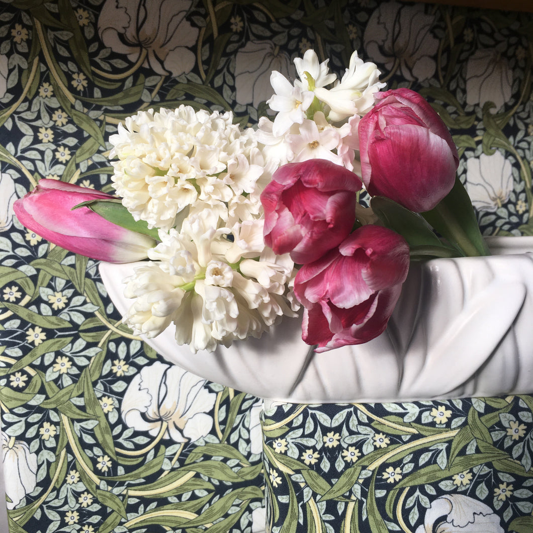 Long white vintage flower trough