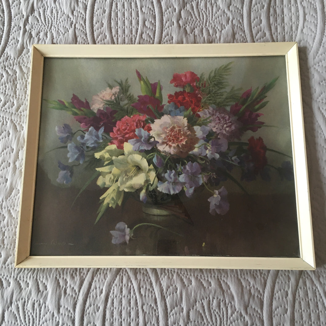 Vernon Ward Sweetpeas, Carnations and Gladioli Print