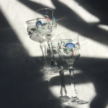 Load image into Gallery viewer, Floral pastel wine glasses ~1980s
