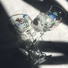 Load image into Gallery viewer, Floral pastel wine glasses ~1980s
