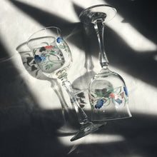 Load image into Gallery viewer, Floral pastel wine glasses ~1980s
