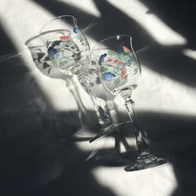 Load image into Gallery viewer, Floral pastel wine glasses ~1980s
