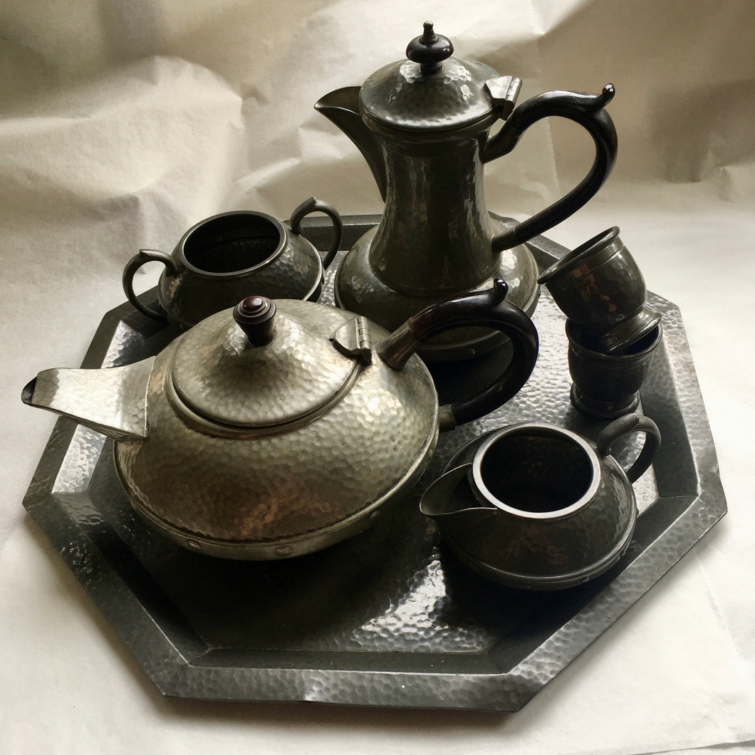 Arts & Crafts Pewter Tea & Coffee Set