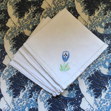 Load image into Gallery viewer, 4 Linen hand embroidered teatime napkins
