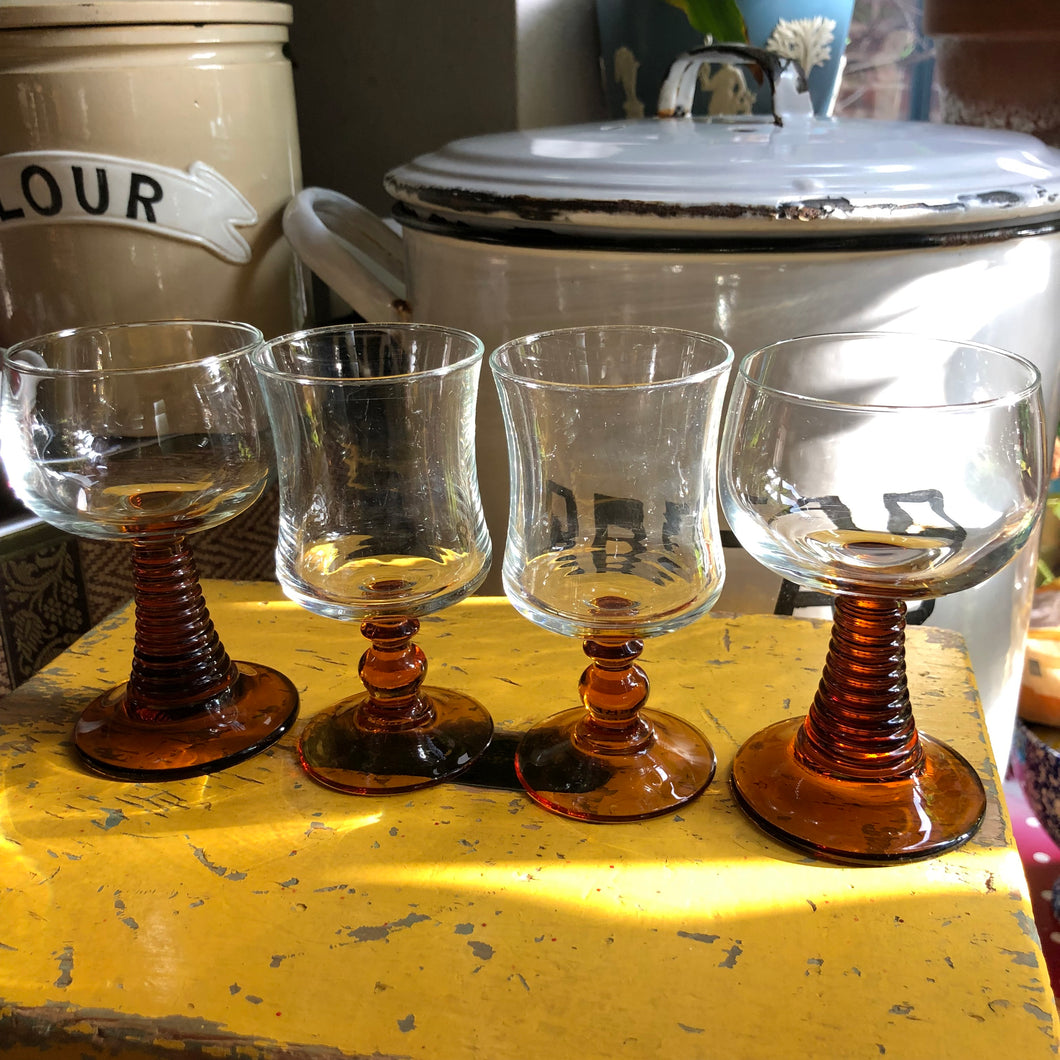 Amber glasses mismatched set